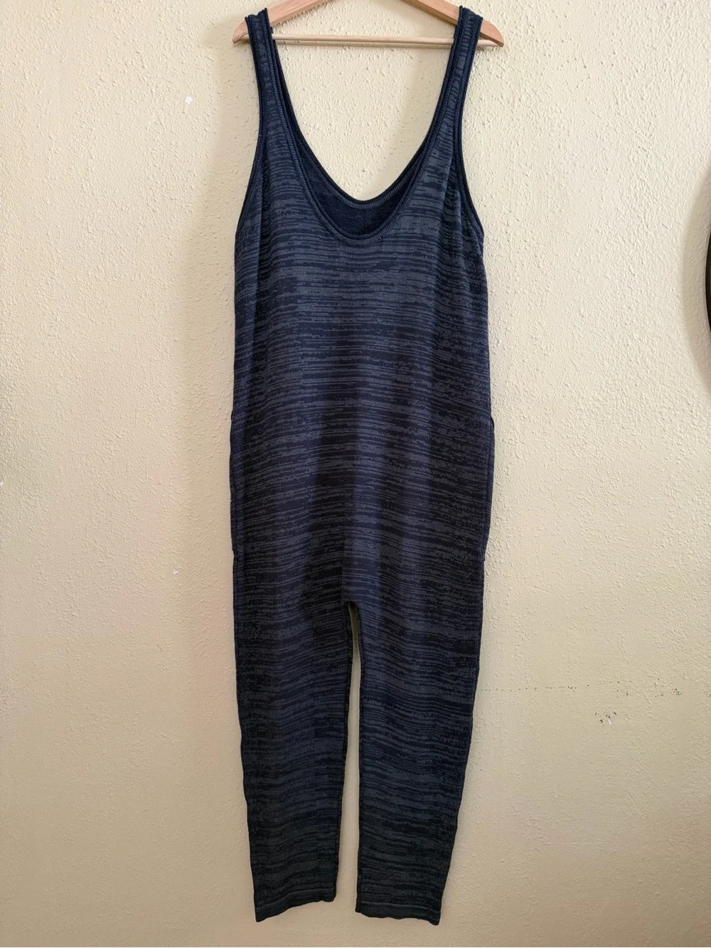FP Beach x Free People | Navy Heathered Knit Romper Jumpsuit - Size XS